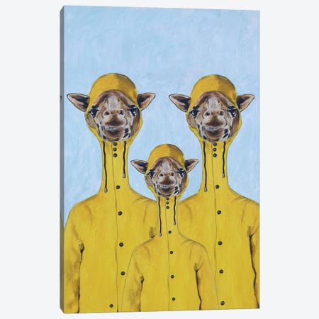 Giraffe Raincoat Family Canvas Print #COC299} by Coco de Paris Art Print