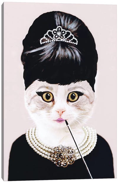 Audrey Hepburn Cat Canvas Art Print - Movie Art