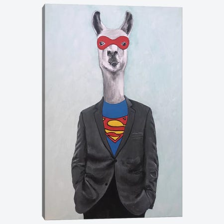 Llama Superman Canvas Print #COC300} by Coco de Paris Canvas Art Print
