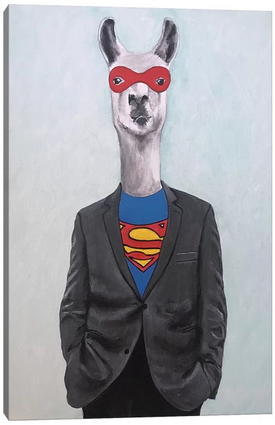 Llama Superman Canvas Art Print - Superhero Art