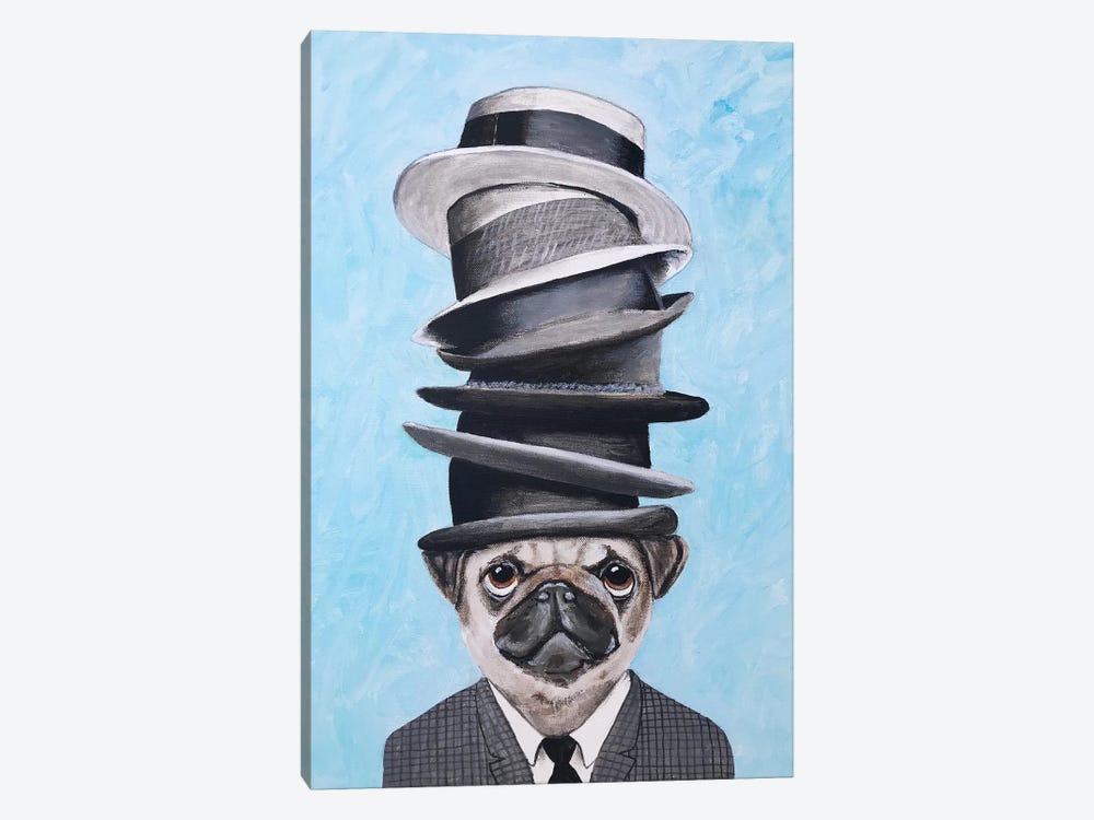 Pug With Stacking Hats by Coco de Paris 1-piece Canvas Wall Art