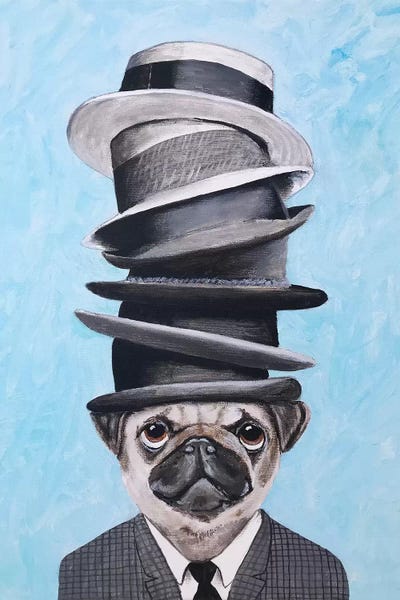 Pugs: Pug With Stacking Hats by Coco de Paris