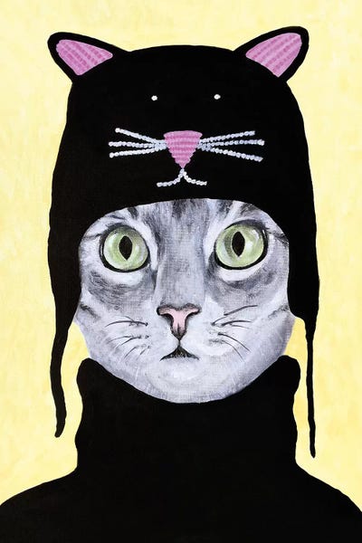 Cat With Cat Hat by Coco de Paris canvas print