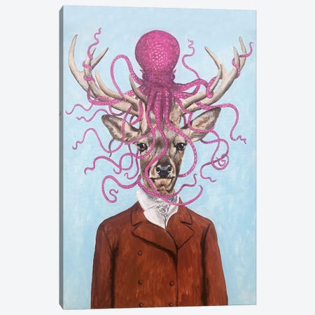 Deer With Octopus Canvas Print #COC304} by Coco de Paris Canvas Wall Art