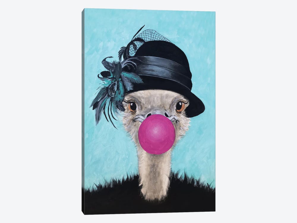 Ostrich With Bubblegum by Coco de Paris 1-piece Canvas Artwork