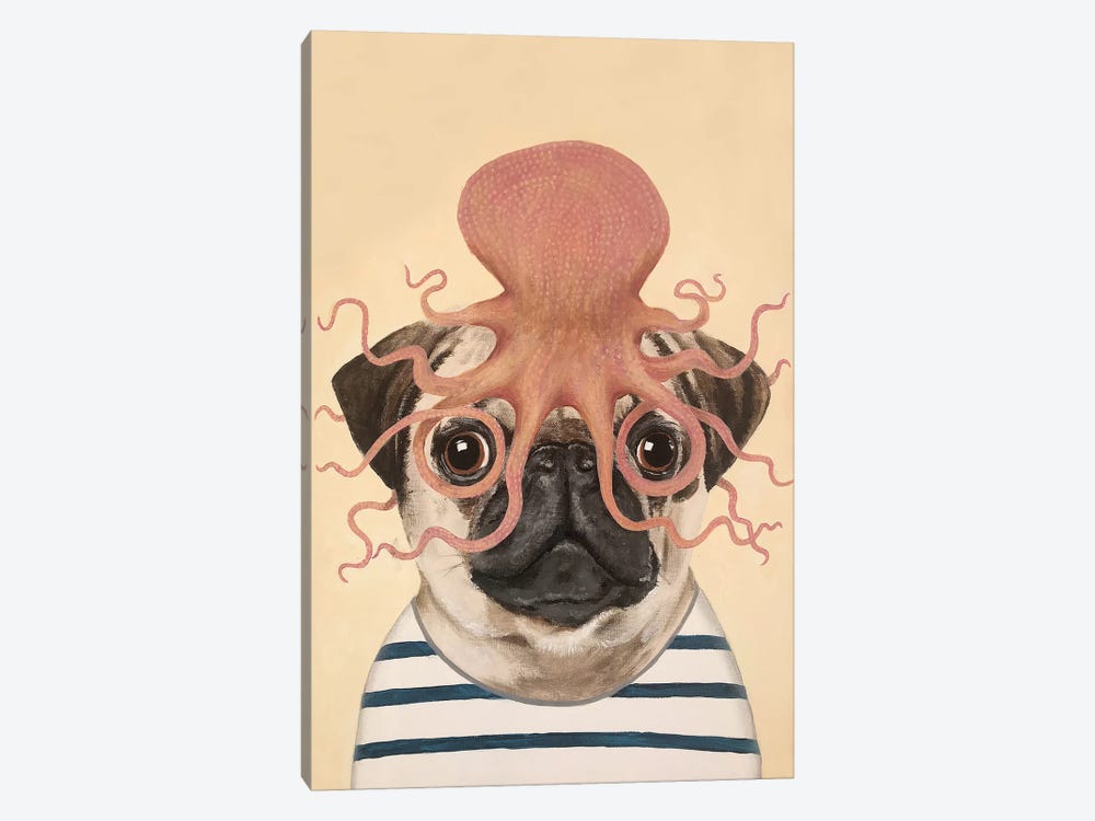 Pug With Octopus by Coco de Paris 1-piece Canvas Print