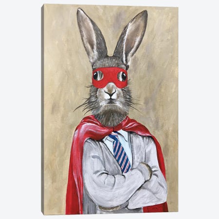 Rabbit Superman Canvas Print #COC307} by Coco de Paris Canvas Art