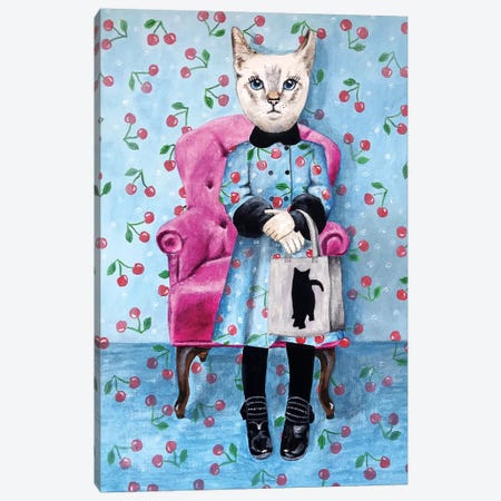Cat With Cat Bag Canvas Print #COC308} by Coco de Paris Art Print