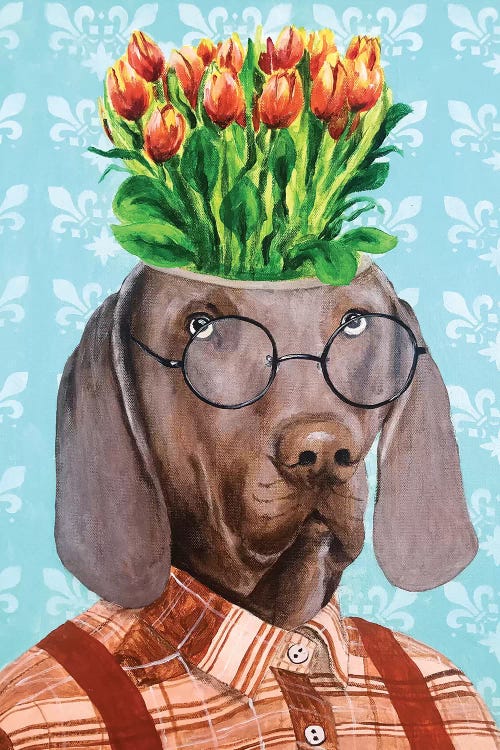 Weimaraner With flowers