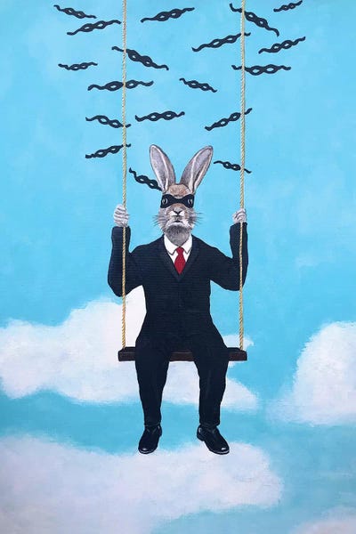 Masked Rabbit On A Swing