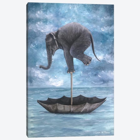 Elephant In Balance Canvas Print #COC319} by Coco de Paris Canvas Artwork