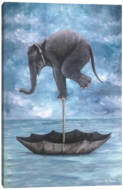 Elephant In Balance Canvas Art Print - Coco de Paris