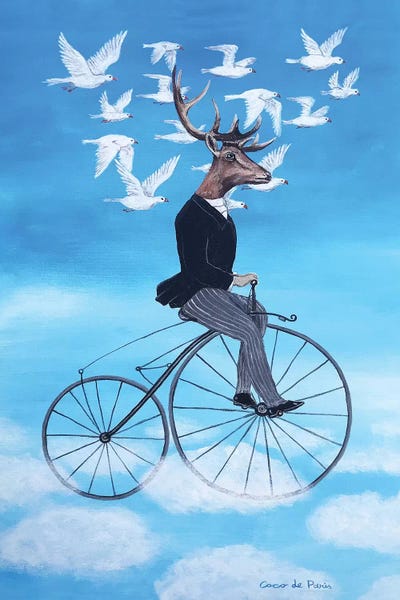 Dreaming Deer Cycling by Coco de Paris canvas print
