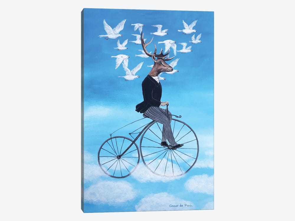 Dreaming Deer Cycling by Coco de Paris 1-piece Canvas Print