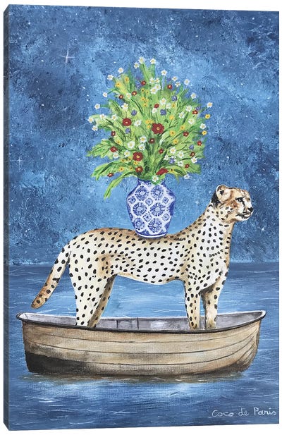 Cheetah Flowers Canvas Art Print - Coco de Paris