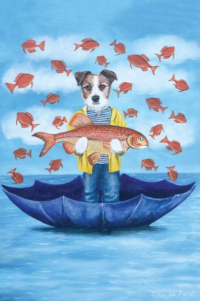 Fish: Jack Russell With Big Fish by Coco de Paris