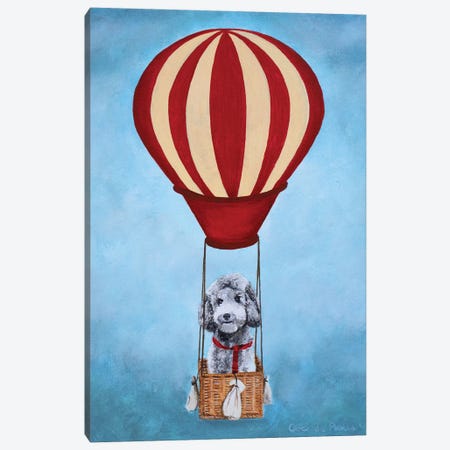 Poodle With Hot Airballoon Canvas Print #COC324} by Coco de Paris Canvas Wall Art