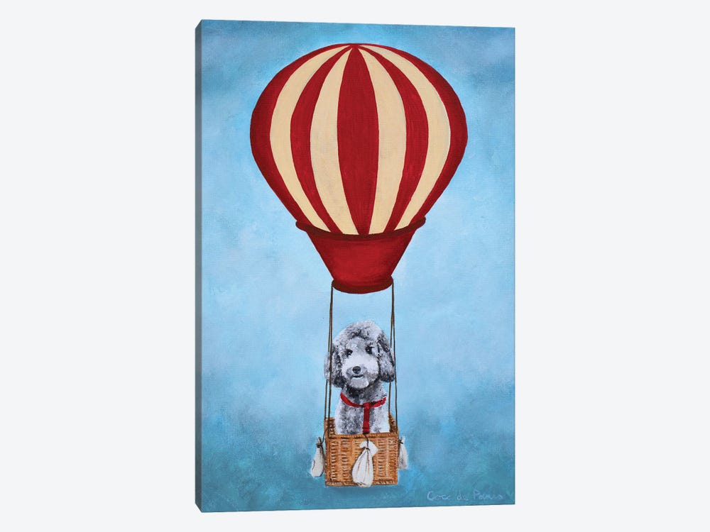 Poodle With Hot Airballoon by Coco de Paris 1-piece Art Print