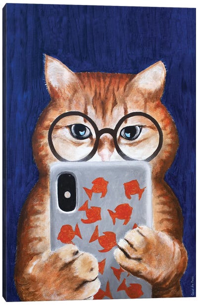 Instagram Cat Canvas Art Print - Orange Cat Art