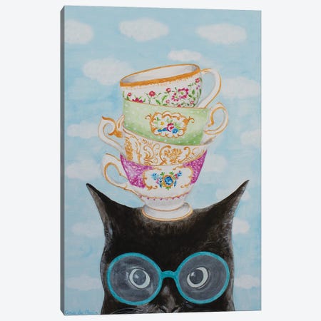 Cat With Stacking Cups Canvas Print #COC329} by Coco de Paris Art Print