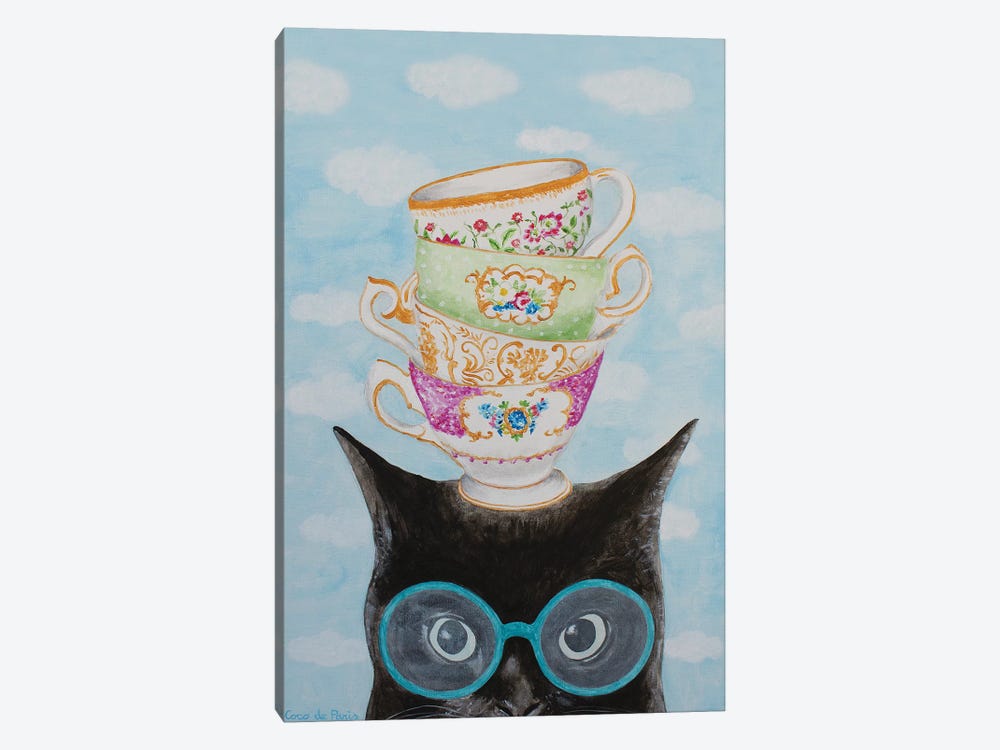 Cat With Stacking Cups by Coco de Paris 1-piece Canvas Art