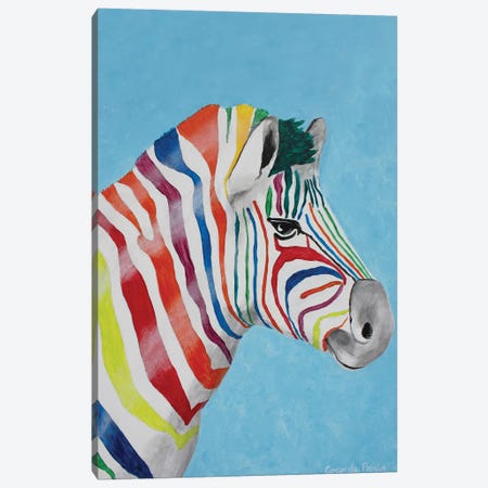 Zebra Rainbow Head Canvas Print #COC331} by Coco de Paris Canvas Art