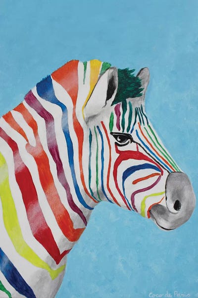Zebras: Zebra Rainbow Head by Coco de Paris