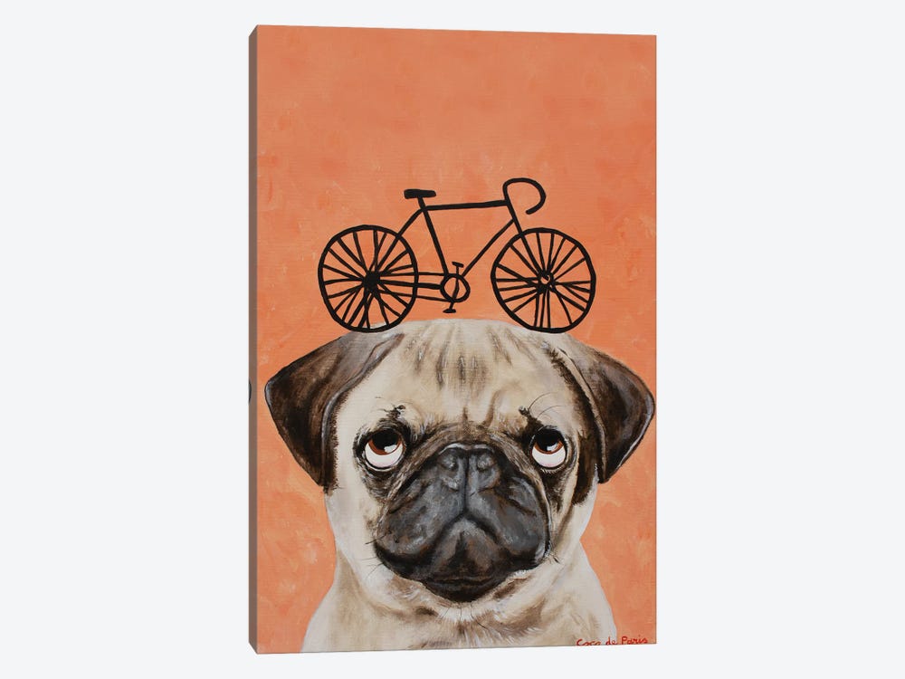 Pug With Bicycle by Coco de Paris 1-piece Canvas Artwork