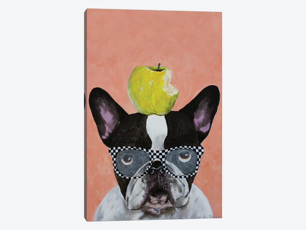 French Bulldog With Apple by Coco de Paris 1-piece Canvas Art Print
