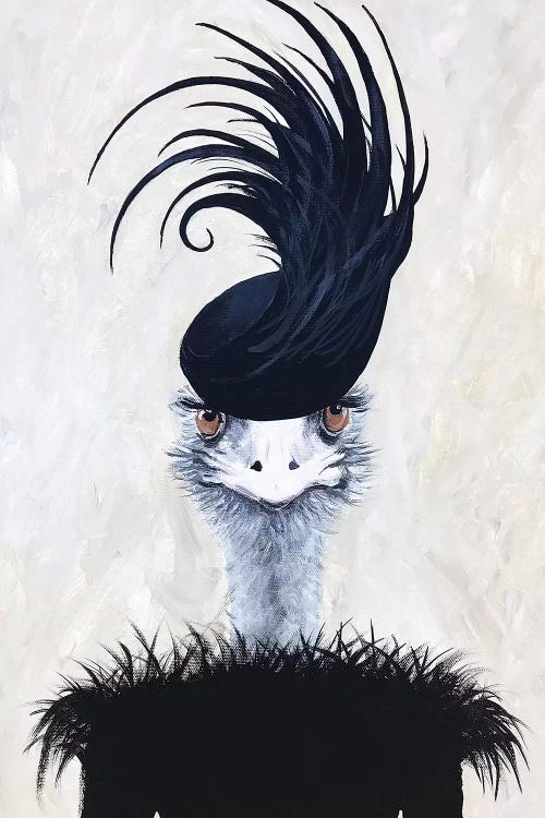 Ostrich With Feather Hat