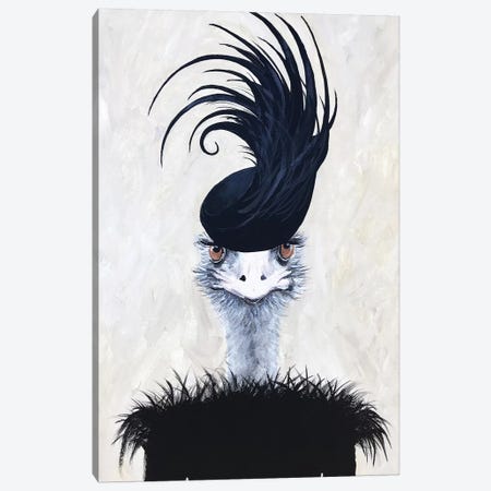 Ostrich With Feather Hat Canvas Print #COC336} by Coco de Paris Canvas Art Print