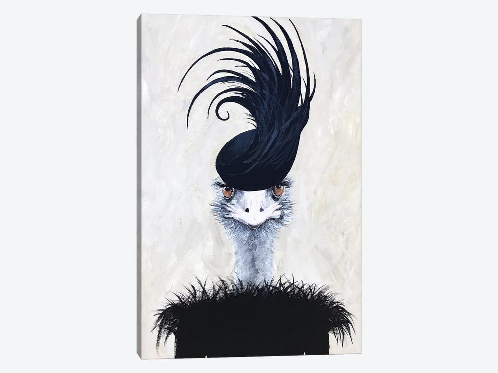 Ostrich With Feather Hat by Coco de Paris 1-piece Canvas Art
