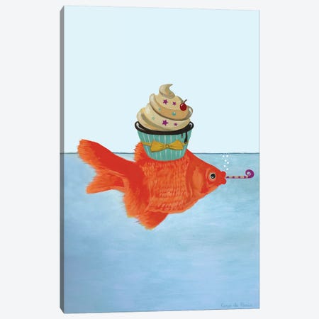 Goldfish With Cupcake Canvas Print #COC337} by Coco de Paris Canvas Art Print