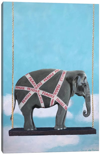 Fragile Elephant Canvas Art Print - Conversation Starters