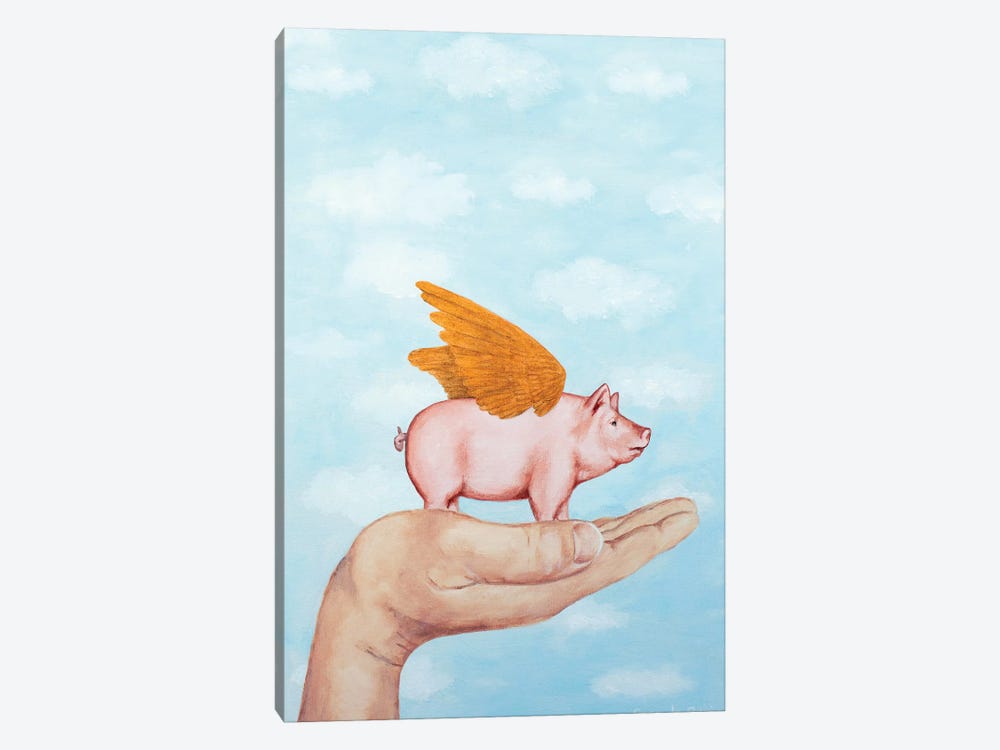 Golden Wings Pig by Coco de Paris 1-piece Art Print