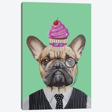 French Bulldog With Cupcake Canvas Print #COC341} by Coco de Paris Art Print