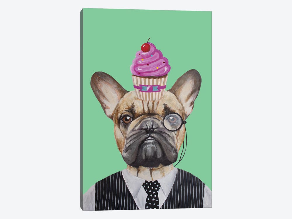French Bulldog With Cupcake 1-piece Canvas Wall Art