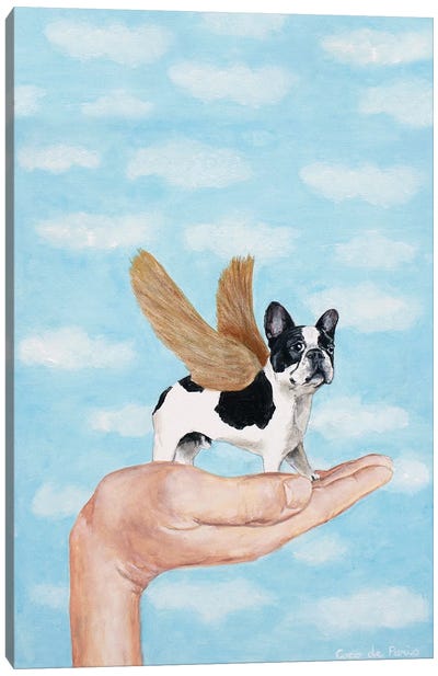 Golden Wings Frenchie Canvas Art Print - French Bulldog Art