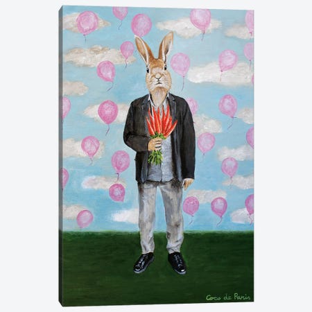 Rabbit With Balloons Canvas Print #COC343} by Coco de Paris Art Print
