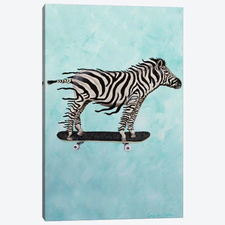 Zebra Skateboarding Canvas Print #COC346} by Coco de Paris Canvas Artwork