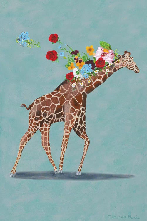 Giraffe With Flowers