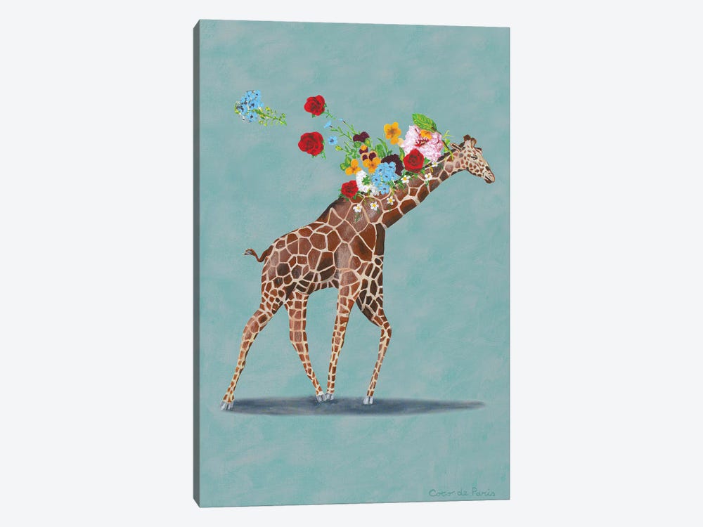 Giraffe With Flowers by Coco de Paris 1-piece Canvas Wall Art