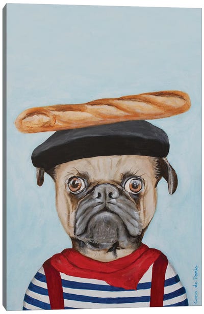 French Pug Canvas Art Print - Pug Art