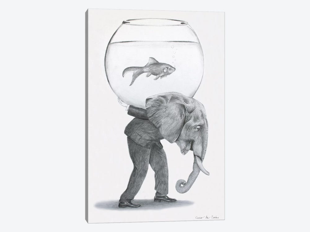 Elephant With Fishbowl by Coco de Paris 1-piece Art Print