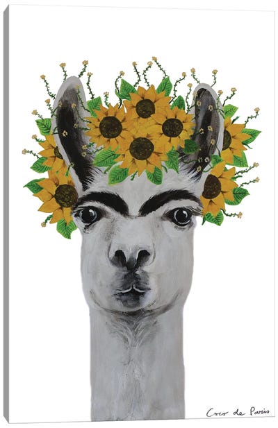 Frida Kahlo Llama Canvas Art Print - Llama & Alpaca Art
