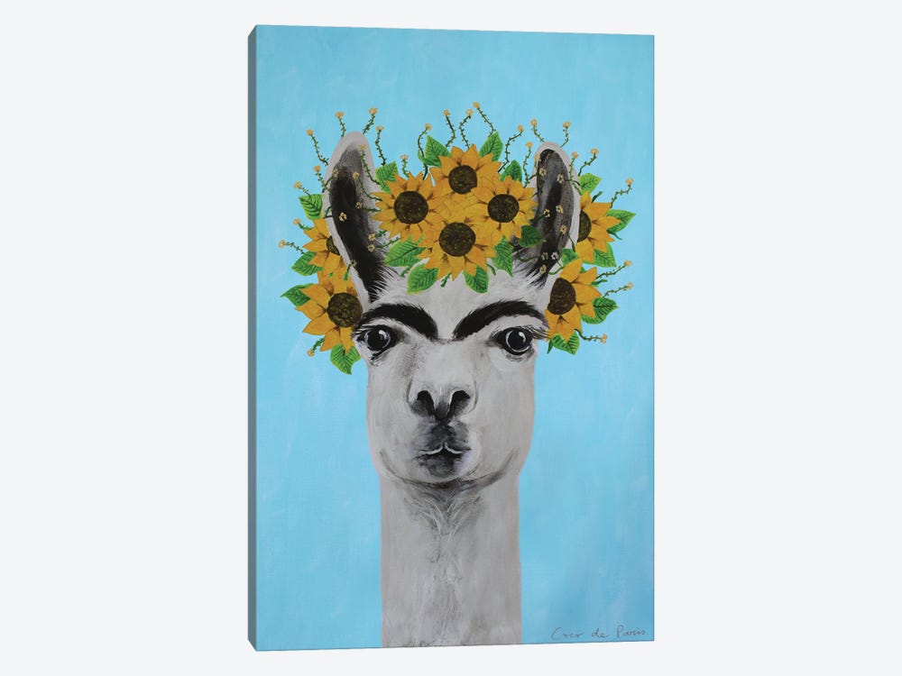 Frida Kahlo Llama Blue by Coco de Paris 1-piece Canvas Art Print