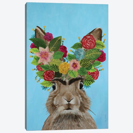 Frida Kahlo Rabbit Blue Canvas Print #COC357} by Coco de Paris Art Print