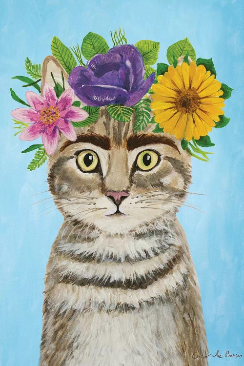 Frida Kahlo Cat Blue