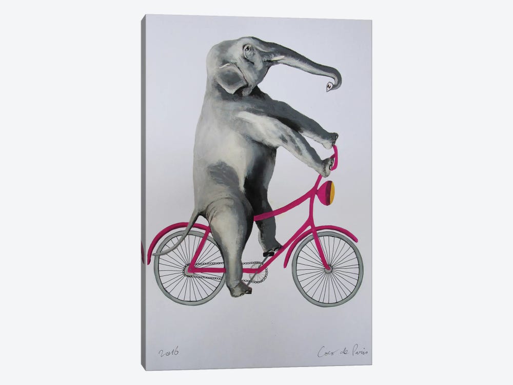 Elephant On Bicycle by Coco de Paris 1-piece Canvas Wall Art