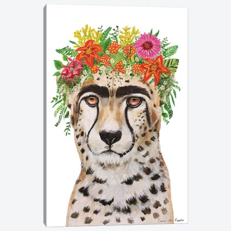 Frida Kahlo Cheetah White Canvas Print #COC361} by Coco de Paris Canvas Print